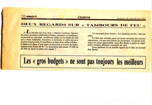 Deux regards sur Tambours de feu AlMaghrib 29 Avril 1991 a