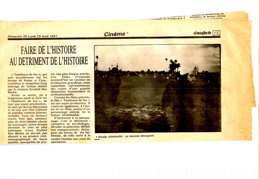 Deux regards sur Tambours de feu AlMaghrib 29 Avril 1991 d