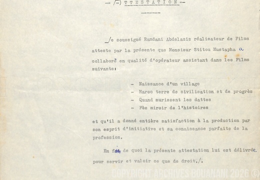 Attestation 7 pour Mustapha Stitou Assistant Operateur