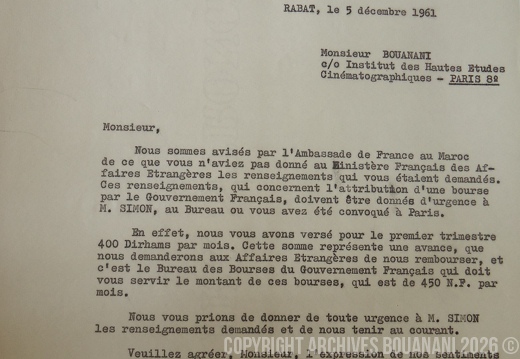 1961 12 05 Ghannam Bouanani Bourse