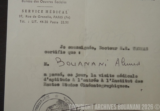 1961 10 11 visite medicale