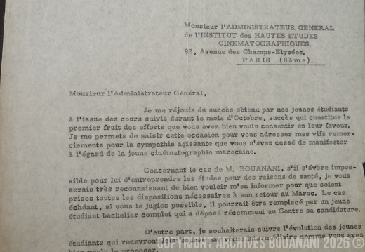 1961 11 24 Lettre Ghannam Tessoneau