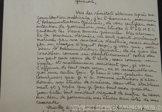 1961 12 05 lettre Bouanani Absence