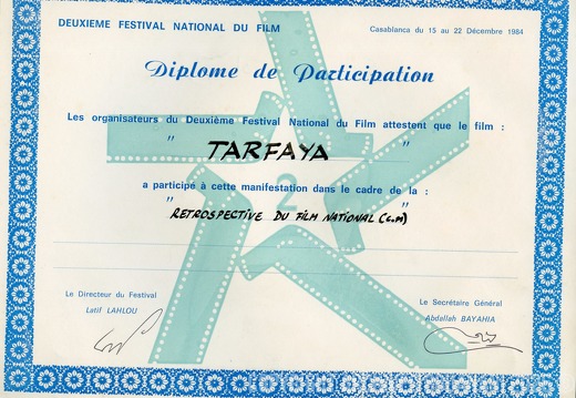 Diplome de participation 2e festival du film FR 2