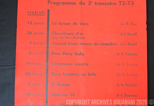 affiche programme Club cinema de Rabat 72 73