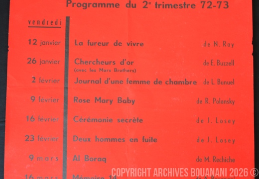 affiche programme Club cinema de Rabat 72 73 R