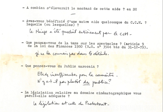 FNF questionnaire destine aux metteurs en scene de film marocains AB Le Mirage p2