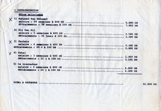 Devis du film Mirage 002