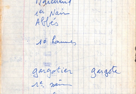 Planning des scenes par semaine Mirage manuscrit page 2 verso