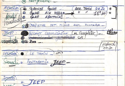 Planning des scenes par semaine Mirage manuscrit page 3 recto