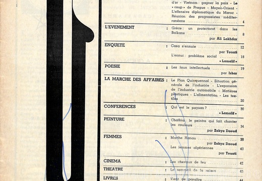 Page 01 Sommaire Lamalif  n 19  avril 1968
