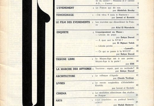 Page 01 Sommaire Lamalif  n 20  mai juin 1968