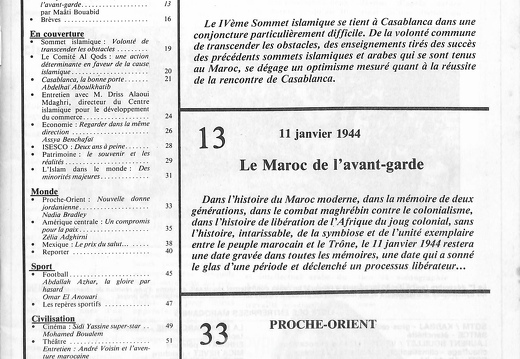 Page 03 Sommaire Message de la Nation  n 22  20 Janvier 1984